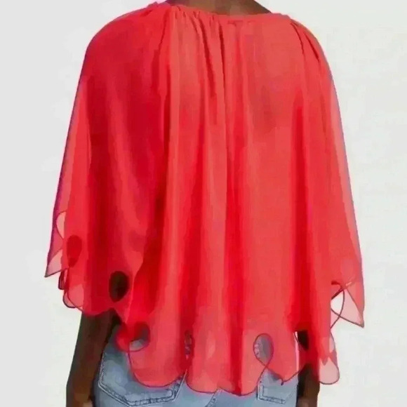 See by Chloe Women's Brown Feminine Scalloped Georgette Top - Picture 2 of 7